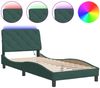 vidaXL Bettgestell mit LED ohne Matratze Dunkelgrün 90x190 cm Samt 3213828 Bild 2