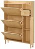 BBWL Schuhschrank Schmaler Rattan-Schuhschrank 90 x 125 x 17 cm mit 3 Klappen & 1 Schublade (Platzsparende Kommode aus MDF mit Massivholzgriffen & -beinen, Ideal für kleine Flure & Eingänge, Verstellbare Böden & hoher Stauraum,Natürliches Design für stilvo... Bild 3