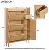 BBWL Schuhschrank Schmaler Rattan-Schuhschrank 90 x 125 x 17 cm mit 3 Klappen & 1 Schublade (Platzsparende Kommode aus MDF mit Massivholzgriffen & -beinen, Ideal für kleine Flure & Eingänge, Verstellbare Böden & hoher Stauraum,Natürliches Design für stilvo... Bild 4