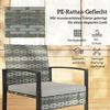 Rattan Bistroset, 3 teiliges Gartenmöbel-Set mit 2 Gartenstühlen, Couchtisch, abnehmbar Kissen Hellgrau Bild 5