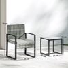 Rattan Bistroset, 3 teiliges Gartenmöbel-Set mit 2 Gartenstühlen, Couchtisch, abnehmbar Kissen Hellgrau Bild 3