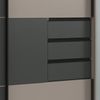 Schwebetürenschrank Kleiderschrank 273 cm Passepartout Schubladen Spiegel Sandgrau, Grafit Bild 4