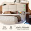Modernes Velours-Polsterbett 140x200 cm - Höhenverstellbar, USB-Anschlüsse, LED-Beleuchtung, Beige Bild 5