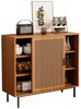 Tongtong Sideboard, Küchenschrank, mit 2 Schiebetüren und Verstellbare Ablage, Landhausstil Beistellschrank für Wohnzimmer, 100x90x37cm Bild 2