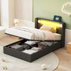 Polsterbett 90x200 cm aus PU-Leder mit Stauraum und LED-Beleuchtung Bild 2