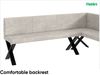 MEBLINI Eckbank für Esszimmer mit ausziehbarem Tisch - Küchenbank - Essecke - Sitzecke Küche - PETER - X-Beine 142x196x87cm Rechts - Beige Samt/B Weiß Matt Bild 5