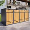 Merax Mülltonnenbox, bietet Platz für vier Mülleimer (120-240 liters), mit Belüftungslöchern, Abschließbar, Holzmaserung & grau Bild 2