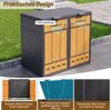 Merax Mülltonnenbox, bietet Platz für vier Mülleimer (120-240 liters), mit Belüftungslöchern, Abschließbar, Holzmaserung & grau Bild 5