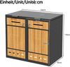 Merax Mülltonnenbox, bietet Platz für vier Mülleimer (120-240 liters), mit Belüftungslöchern, Abschließbar, Holzmaserung & grau Bild 4