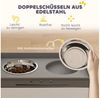 PawHut Futternapf Erhöhte Futterstation mit Aufbewahrungsschrank, Edelstahl, für große Hunde, Weiß Bild 4