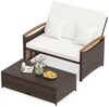 COSTWAY Loungebett, outdoor, Rattan, 2-Personen, Gartenliege mit verstellbarer Rückenlehne Bild 2