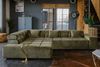 KAWOLA Sofa NEVADA Ecksofa Velvet olivgrün Recamiere links 82 x 215 x 319 cm Bild 2