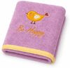 Egeria Handtuch Kinder, Frottier (1-St), Be Happy, Vogel, gelber Vogel auf lila Untergrund Bild 5