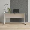 Dmora Schreibtisch Ascorbato, Mehrzweckschreibtisch, Bürotisch für PC, Eckschreibtisch, 150x80 h75 cm, Weiß Bild 2
