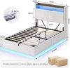 MSMASK Polsterbett mit LED-Beleuchtung und integrierter Ladestation, Stauraum-Kopfteil (Ohne Matratze), Jugendbett mit hydraulischem Stauraum, 90x200 cm Bild 2