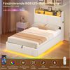 MSMASK Polsterbett mit LED-Beleuchtung und integrierter Ladestation, Stauraum-Kopfteil (Ohne Matratze), Jugendbett mit hydraulischem Stauraum, 90x200 cm Bild 4