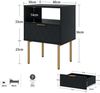 Moderne Nachtkommode mit offenem Regal und Schublade, Schwarz/Gold Bild 2