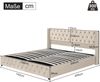 Polsterbett 160×200 cm mit hydraulischem Bettkasten, Chesterfield-Kopfteil, Beige Bild 4