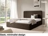 MEBLINI Polsterbett 180x200 mit Lattenrost ohne Matratze – BRIATORE – Dunkelbraun Samt – Doppelbett mit Bettkasten - Stauraumbett - Kopfteil Bett mit Stauraum Bild 3