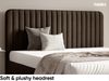 MEBLINI Polsterbett 180x200 mit Lattenrost ohne Matratze – BRIATORE – Dunkelbraun Samt – Doppelbett mit Bettkasten - Stauraumbett - Kopfteil Bett mit Stauraum Bild 4