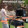 HOMAVO Holzkohlegrill mit Deckel & Grillabdeckungen Wasserfest, Grillfläche: 56 × 42.5 cm, Höhenverstellbare Kohlenwanne, Faltbarer Seitentisch, Thermometer Bild 2