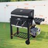 HOMAVO Holzkohlegrill mit Deckel & Grillabdeckungen Wasserfest, Grillfläche: 56 × 42.5 cm, Höhenverstellbare Kohlenwanne, Faltbarer Seitentisch, Thermometer Bild 5