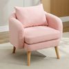 Gemütlicher Teddy-Samt Sessel mit abnehmbarem Rückenkissen Bequemer Polstersessel mit Massivholzrahmen, 71x72x71 cm,Rosa Bild 2