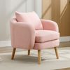 Gemütlicher Teddy-Samt Sessel mit abnehmbarem Rückenkissen Bequemer Polstersessel mit Massivholzrahmen, 71x72x71 cm,Rosa Bild 3