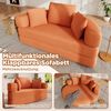 LVHOM Schlafsofa mit 3 Kissen, Klappsofa mit Schlaffunktion, Bodensofa, Schlafcouch aus Cordstoff, 2-Sitzer sofa Loungesofa, Rundsofa 173x176x60 cm, Orange Bild 2