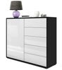 Vladon Sideboard Ben V2, Kommode mit 1 Tür und 5 Schubladen, Schwarz matt/Weiß Hochglanz (79 x 74 x 36 cm) Bild 4