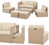 Juskys Polyrattan Gartenmöbel Set Salou - Outdoor Lounge wetterfest 6 Personen - Sitzecke mit Tisch & Kissen für Garten, Balkon, Terrasse - Creme Bild 3