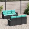 vidaXL Gartensofa-set mit Kissen 7 pcs Schwarz Poly-Rattan 3345256 Bild 3