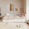 PXloue Polsterbett Schlafsofa Daybett (hydraulischem Stauraum), Jugendbett mit LED-Beleuchtung, Teddysamt, 90x200 cm Bild 3