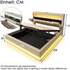Polsterbett aus Leinen mit LED, Stauraum-Kopfteil & USB-Anschluss, 140x190 cm, Beige, ohne Matratze Bild 3
