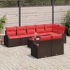 vidaXL Gartensofa-set mit Kissen 9 pcs Braun und Rot Poly-Rattan 3354773 Bild 3