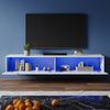 SONNI Lowboard lowboard tv hängend und stehend, tv schrank 180cm, mit Beleuchtung in wohnzimmer, Weiß, 180 x 30 cm Bild 2