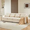 Big-Sofa, 264 cm, 4-Sitzer inkl. loser Zier- und Rückenkissen, Leinen Bezug, Polstersofa, Wohnzimmersofa Bild 3