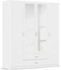 rauch 'GAMMA' Kleiderschrank, Drehtürenschrank, 4-türig, 2 Spiegeltüren teilaufgelegt, 2 Schubkästen, Alpinweiß, 181 x 210 x 54 cm