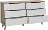 Sideboard >VANKKA< 4 Schubladen, Planked Eiche Dekor / Weiss - 154,7x86,3x42cm (B/H/T) Bild 3