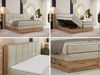 Boxspringbett, Doppelbett mit zwei 7 Härtezonen Multipocket-Matratzen, Bettkästen, Eiche Wotan Holzrahmen, Polsterbett mit Topper-Matratze - ALBERO 1 KING - 180 x 200 cm - Beige Velours - H4 Bild 2