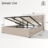 Polsterbett 180x200 cm Leinen Beige mit hydraulischem Bettkasten und vertikal gestepptem Kopfteil Bild 3