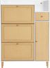 Flieks Schuhschrank (1-St, 90cm breit) Schuhregal mit 3 Klappen Schuhkommode Rattan Massivholzbeine Bild 2