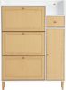Flieks Schuhschrank (1-St, 90cm breit) Schuhregal mit 3 Klappen Schuhkommode Rattan Massivholzbeine Bild 4