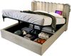 Polsterbett Doppelbett Leselicht mit Ladefunktion Kopfteil Stauraum Bettgestell Leinenmaterial Jugendbett 140x200 mit lattenrost,Natürlich(Ohne Matratze) Bild 5