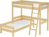 Hochbett für Kinder mit Einzelbett 90x200 Kinderbett Stockbett Kiefer massiv V-60. 20-09-2-20Z mit Lattenrost und Matratze Bild 2