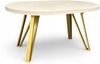Runder ausziehbarer Tisch Ø90 bis 190 cm in Kaschmir Beige mit Goldmetallic-Akzenten Bild 5