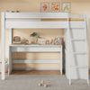 Hochbett 90×200 cm mit Rausfallschutz, Schreibtisch & frei kombinierbarem Kleiderschrank, Weiß, ohne Matratze Bild 2