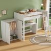 Hochbett 90×200 cm mit Rausfallschutz, Schreibtisch & frei kombinierbarem Kleiderschrank, Weiß, ohne Matratze Bild 4