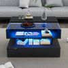 Couchtisch 80 x 80 x 45 cm mit Hubfunktion, 2 Schubladen, LED und Glasplatte – schwarzer Wohnzimmertisch Bild 5