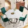Sechseckiger Esstisch modern mit MDF-Tischplatte in Marmoroptik, Couchtisch langlebig mit schwarzem astförmigem Metallgestell, pflegeleicht, 75cmx115.5cmx100cm Bild 2
